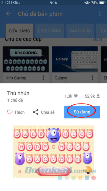 Sử dụng chủ đề mới