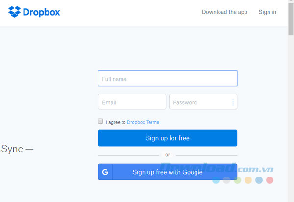 Đăng ký tài khoản Dropbox trên máy Mac