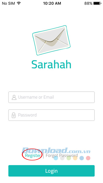 Đăng ký tài khoản Sarahah
