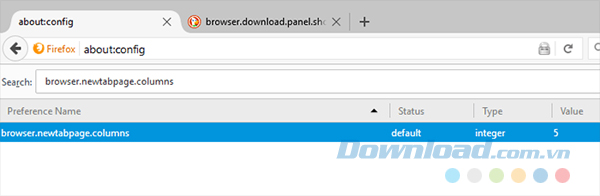 Thay đổi số cột và dòng trong trang New Tab của Firefox