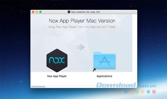 Kéo biểu tượng NoxPlayer vào thư mục Ứng dụng 