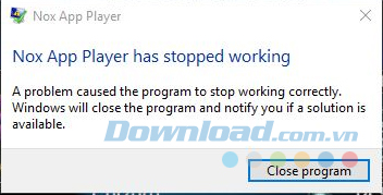 NoxPlayer đã ngừng hoạt động