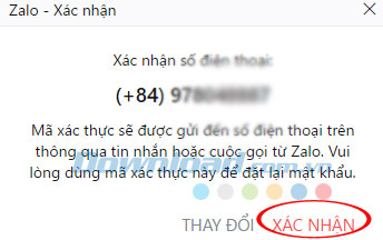 Xác nhận số điện thoại