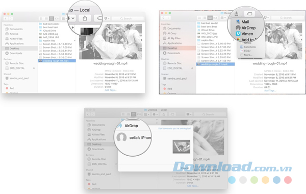 Chuyển file qua AirDrop từ Mac sử dụng trang chia sẻ