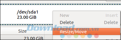 Chọn Resize/ Move