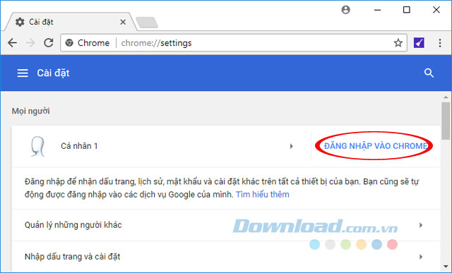 Đăng nhập Chrome