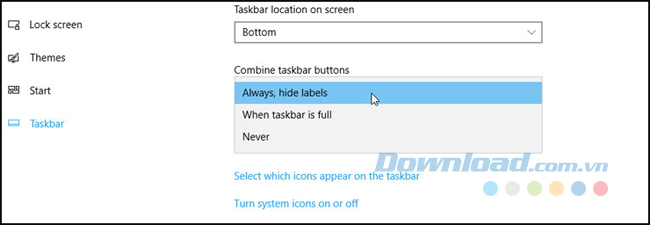 Sắp xếp các nút trên taskbar