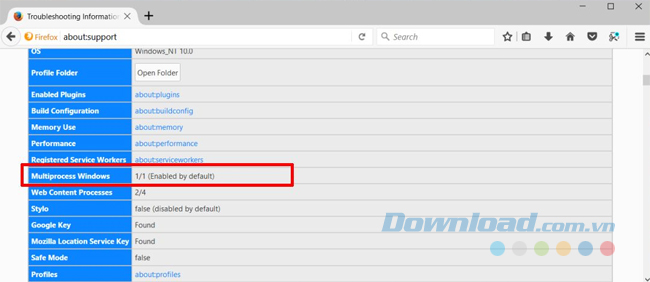 Cách bật tính năng đa tiến trình trên trình duyệt Firefox