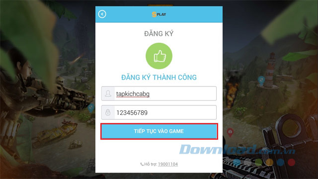 Tiếp tục vào game