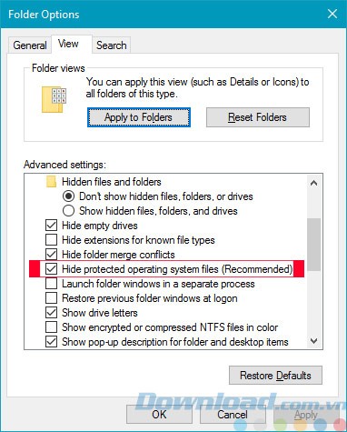 Folder options