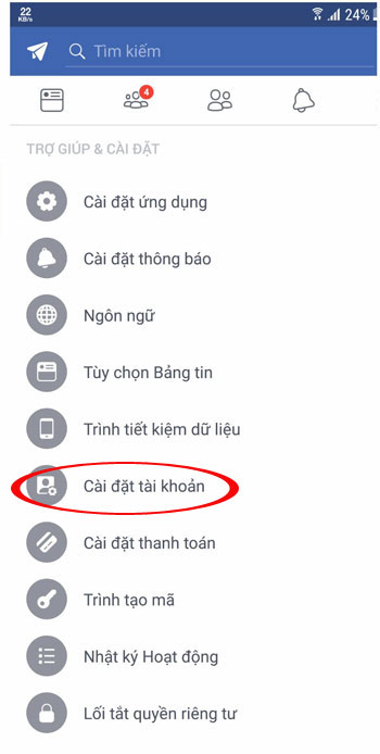 Cài đặt tài khoản