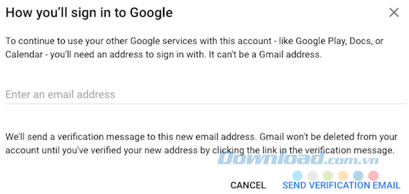Nhấp Delete Gmail