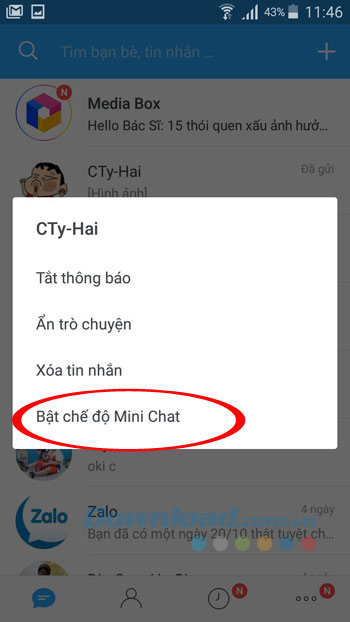 Bật Mini Chat