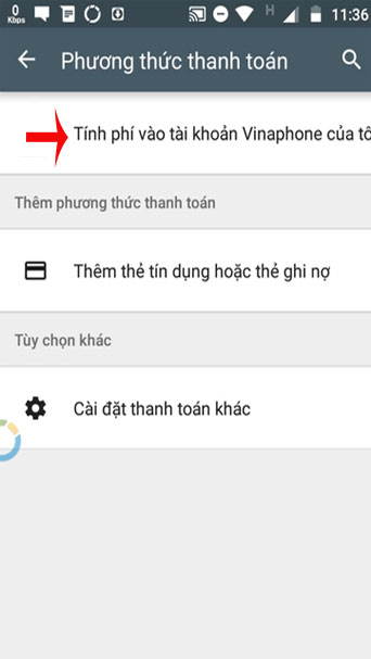 Tính phí vào tài khoản Vinaphone