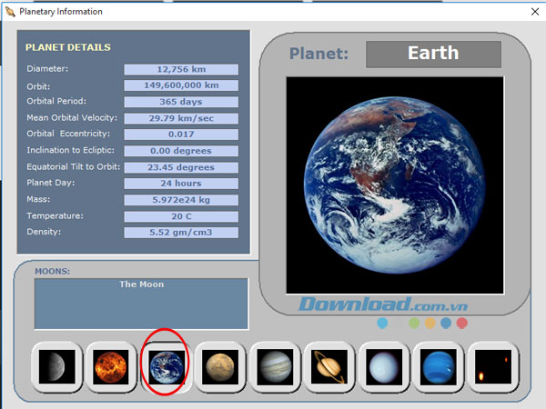 Cách xem Trái đất trên Solar System 3D Simulator