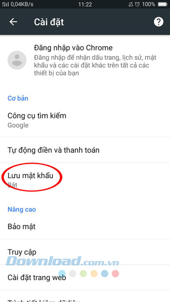 Lưu mật khẩu