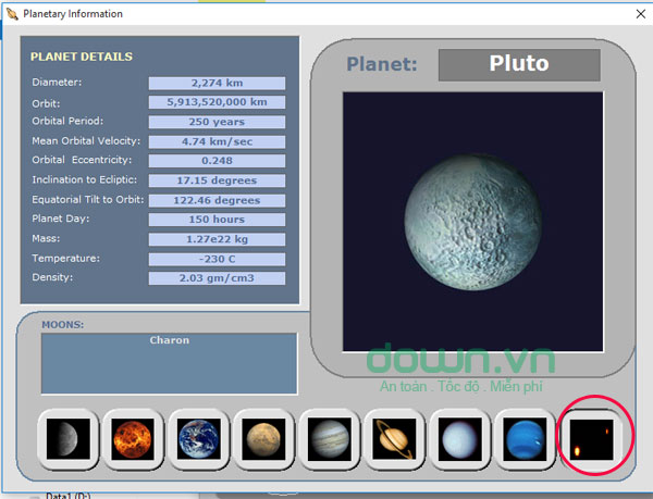 Cách xem Sao Diêm Vương trên Solar System 3D Simulator