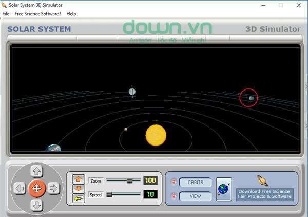 Hướng dẫn xem chuyển động của Sao Thiên Vương trên Solar System 3D Simulator