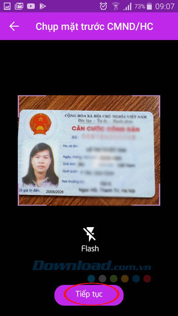 Chụp mặt trước CMND