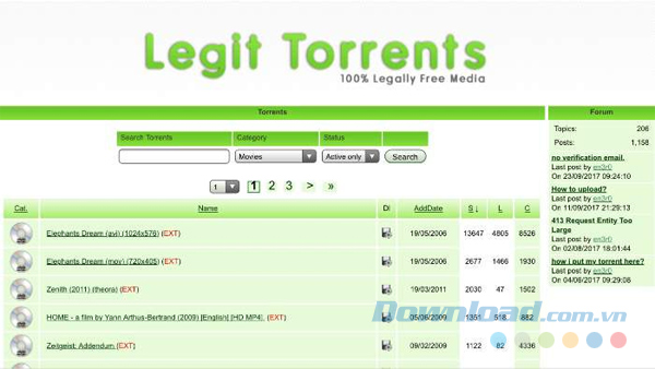Trang chia sẻ file torrent