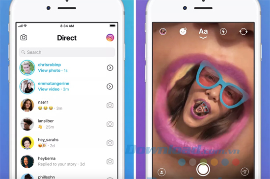 Giao diện Instagram Direct