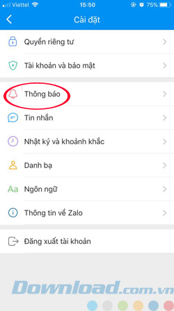 Tắt thông báo Zalo