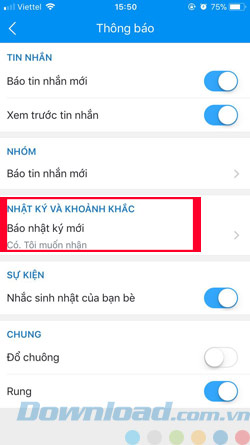 Tắt thông báo Zalo