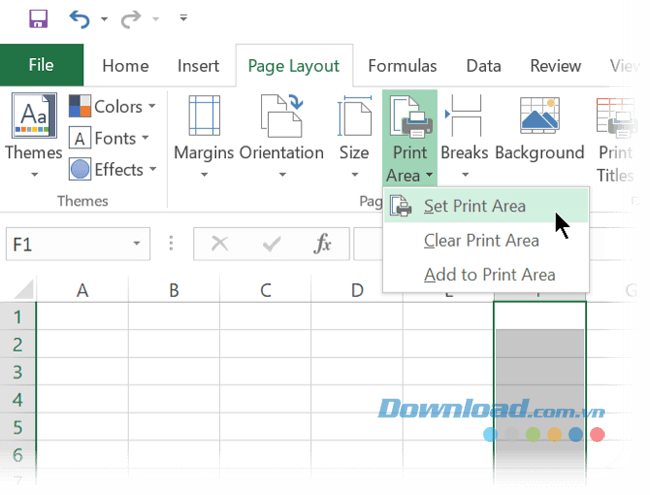 Thiết lập Print Area trên Microsoft Excel