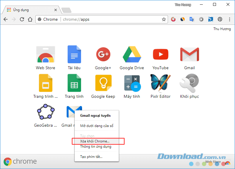 Xóa ứng dụng Gmail ngoại tuyến khỏi trình duyệt Chrome