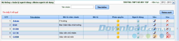 Tạo tài khoản sử dụng cho giáo viên