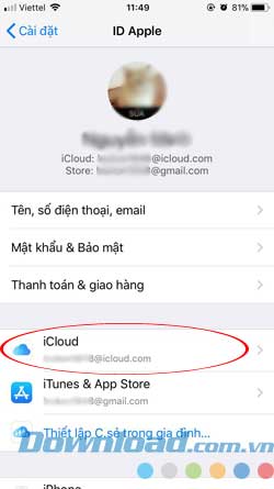 Sao lưu iCloud