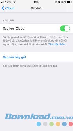 Sao lưu iCloud