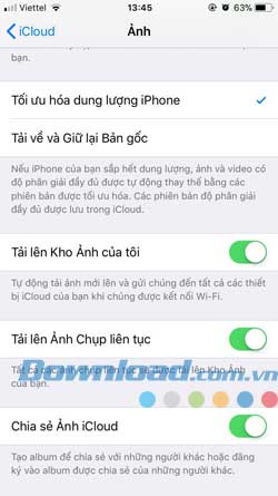 Sao lưu iCloud