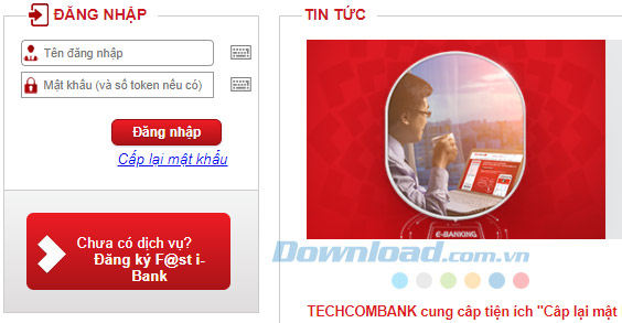 Xem số dư tài khoản Techcombank qua Internet Banking