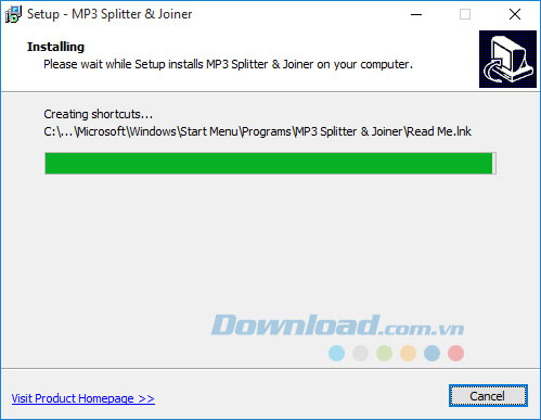 Quá trình cài đặt MP3 Splitter & Joiner 