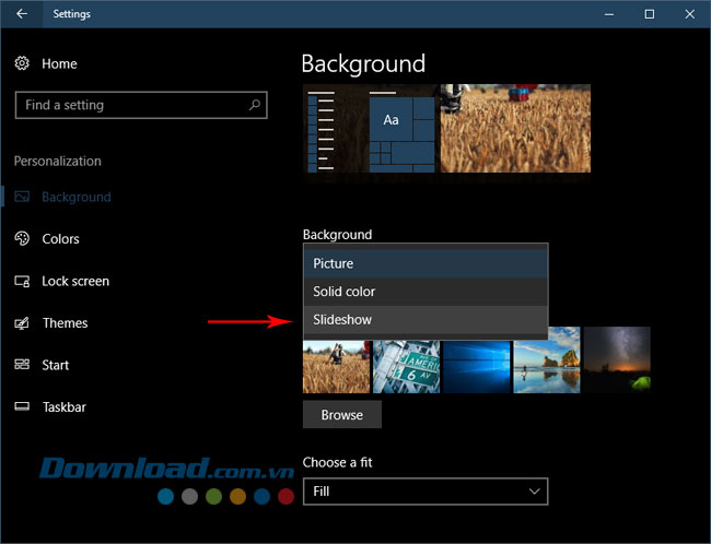Hướng dẫn tạo slideshow hình nền trên Windows 10 