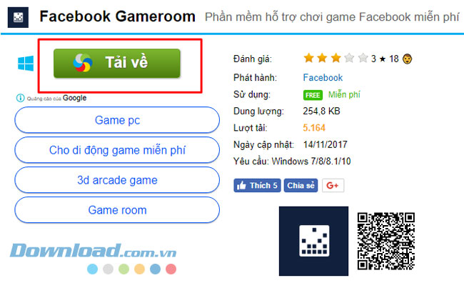 Hướng dẫn cài đặt Gameroom và chơi game online trên Facebook
