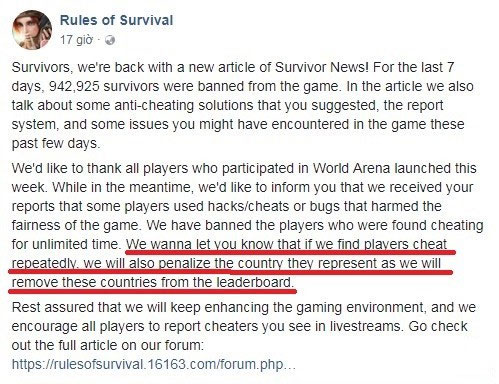 Rules Of Survival Banned
