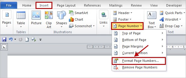 Format page numbers