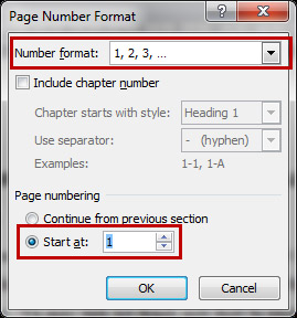 Page Number Format