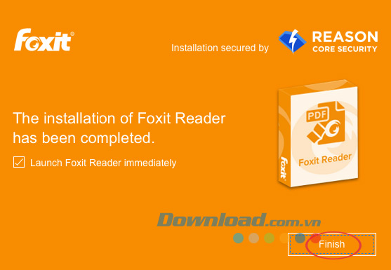 Kết thúc cài đặt Foxit Reader