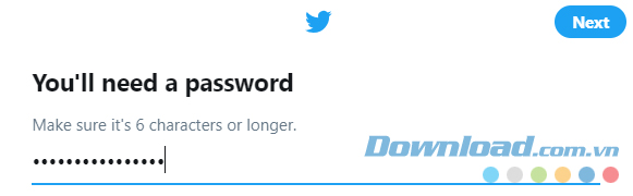 Điền mật khẩu tài khoản Twitter