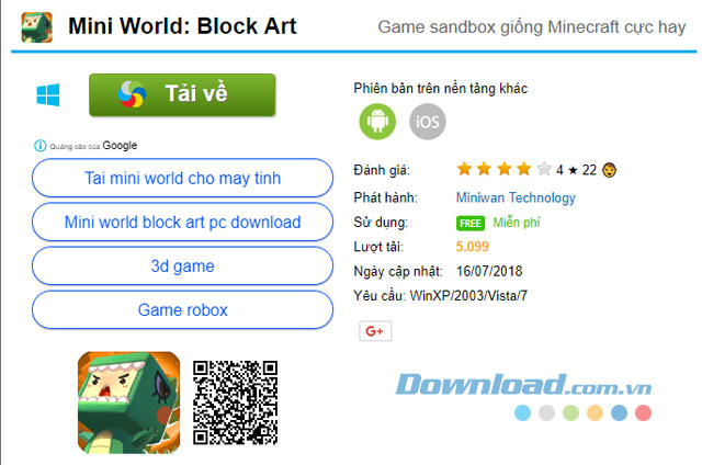 Hướng dẫn tải và cài đặt game Mini World: Block Art trên máy tính