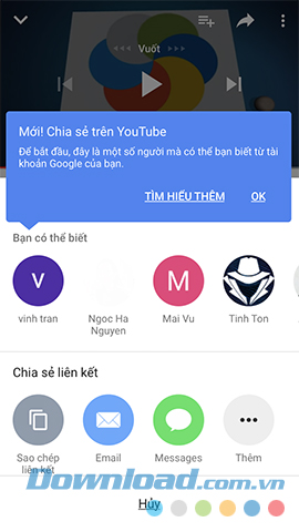 Chọn cách chia sẻ video Youtube