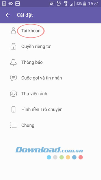 Cài đặt tài khoản