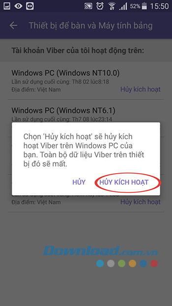 Xác nhận hủy kích hoạt