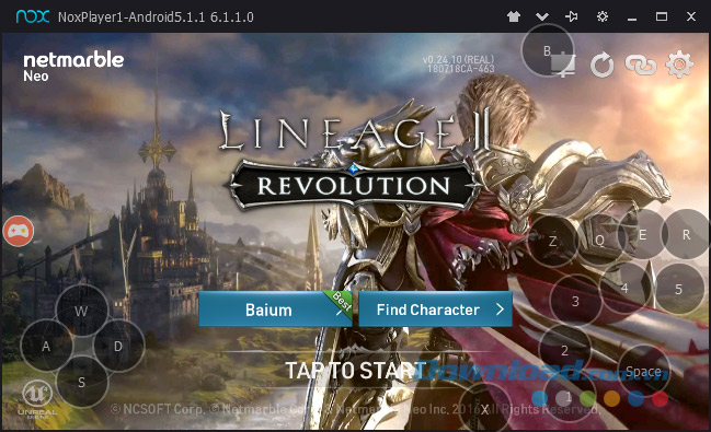 Giao diện chính của game Lineage II Revolution