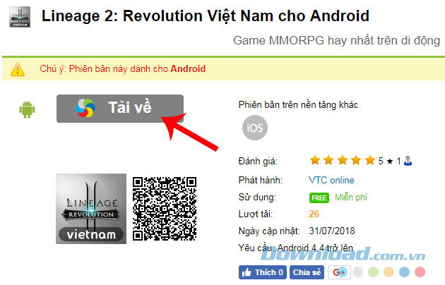 Tải về game nhập vai 3D Lineage2 Revolution tiếng Việt