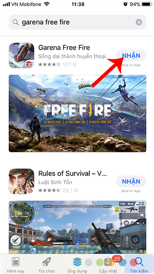 Tìm kiếm game trong App Store