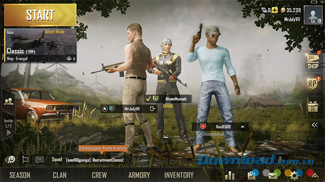 Mời bạn bè vào phòng chơi Pubg Mobile